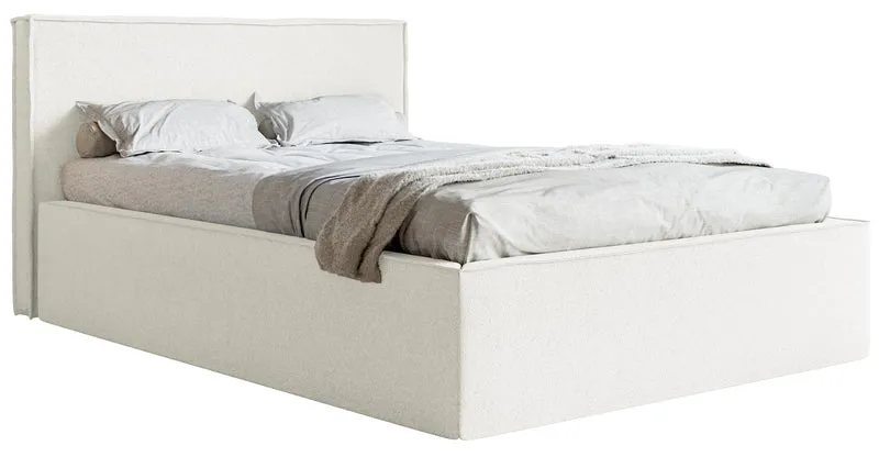 Polsterbett 140x200 cm Lucera mit Stauraum, cremefarbenes Chenille