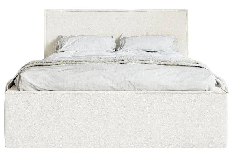 Polsterbett 140x200 cm Lucera mit Stauraum, cremefarbenes Chenille