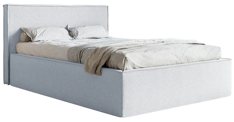 Polsterbett 180x200 cm Lucera mit Stauraum, hellgrauer Chenillestoff