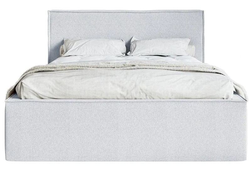 Polsterbett 180x200 cm Lucera mit Stauraum, hellgrauer Chenillestoff
