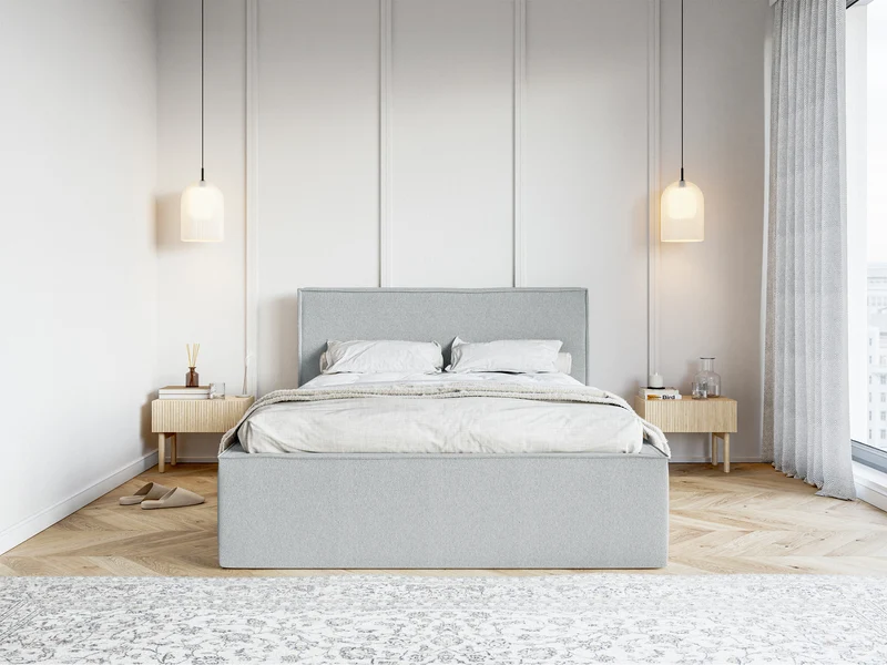 Polsterbett 180x200 cm Lucera mit Stauraum, grauer Chenille-Stoff