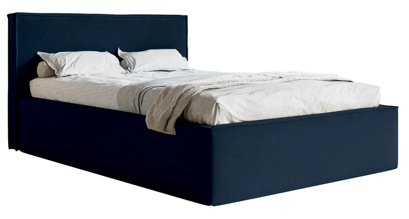 Polsterbett 140x200 cm Lucera mit Stauraum, marineblauer Samt, wasserabweisend