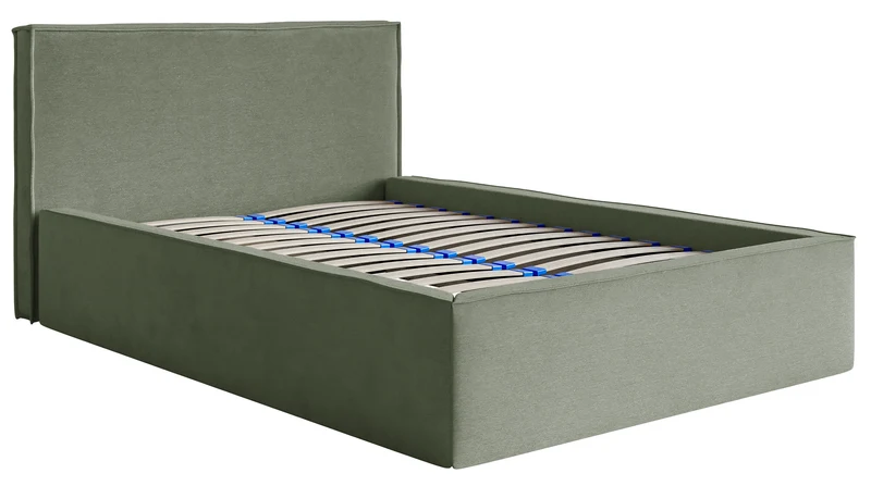 Polsterbett 160x200 cm Lucera mit Stauraum, eukalyptusfarbener Veloursstoff, wasserabweisend