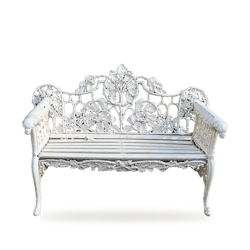 Casa Padrino Barock Gartenbank Weiß 148 cm - Barock Garten Möbel