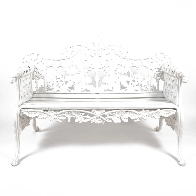 Casa Padrino Barock Gartenbank Weiß 148 cm - Barock Garten Möbel