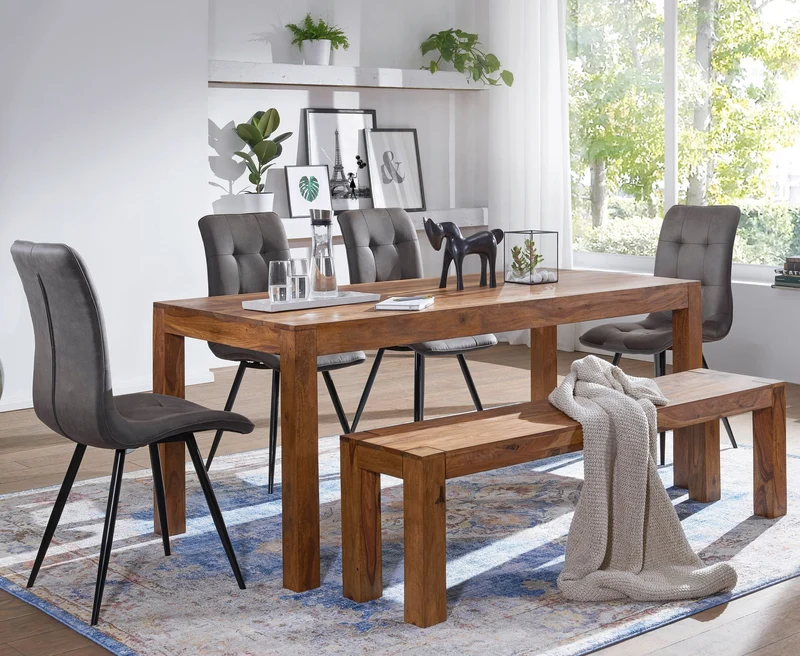 Sitzbank MUMBAI 180cm Sheesham Massivholz Landhausstil Esszimmer