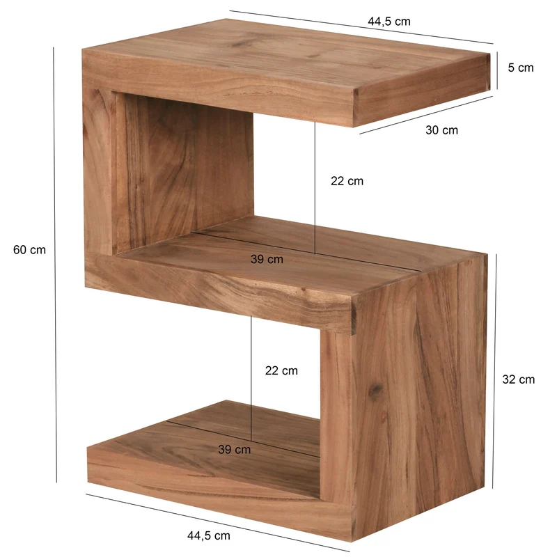 Beistelltisch Mumbai 60cm Akazie Massivholz Landhausstil Braun