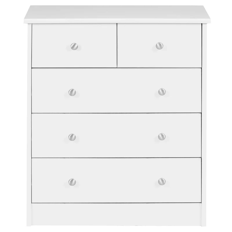 Kommode 5 Schubladen Holz Weiß 60x70x35cm Modernes Sideboard Flur