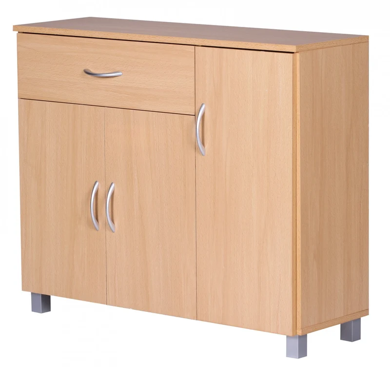 Sideboard SETE Buche 1 Schublade 3 Türen 90x75x30cm Holz Design
