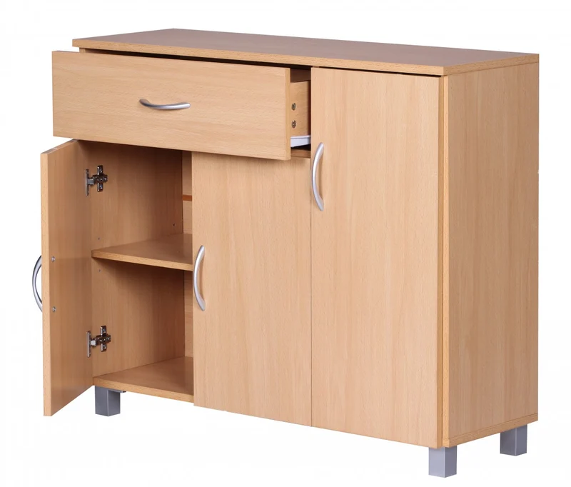Sideboard SETE Buche 1 Schublade 3 Türen 90x75x30cm Holz Design