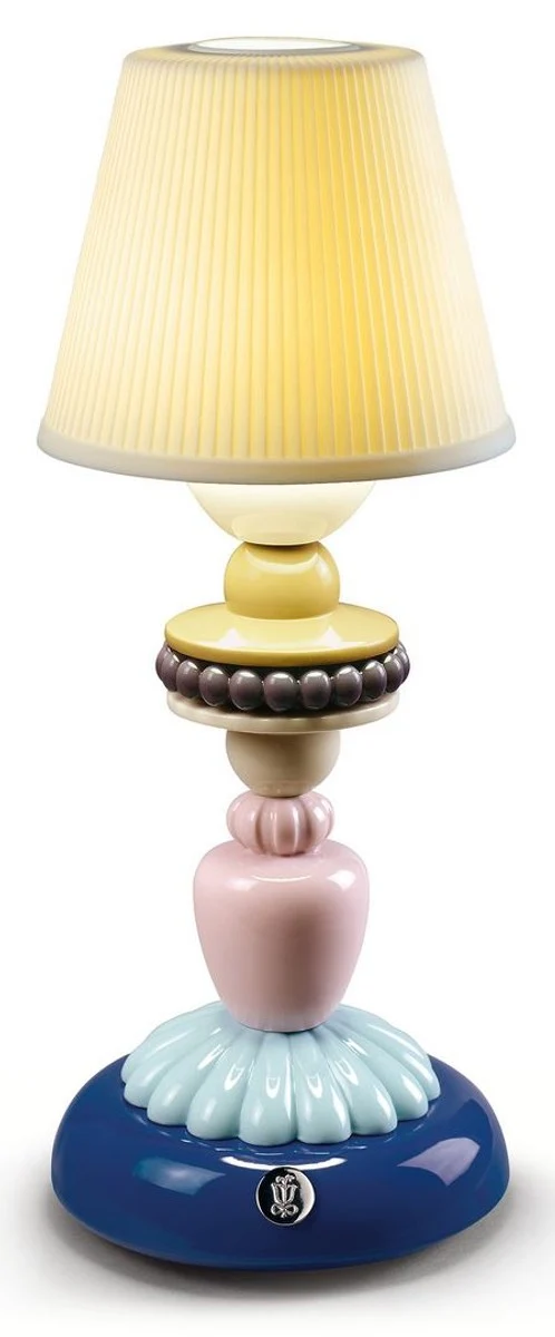 Casa Padrino Luxus Tischleuchte Blau / Mehrfarbig Ø 12 x H. 30 cm - Porzellan LED Tischlampe