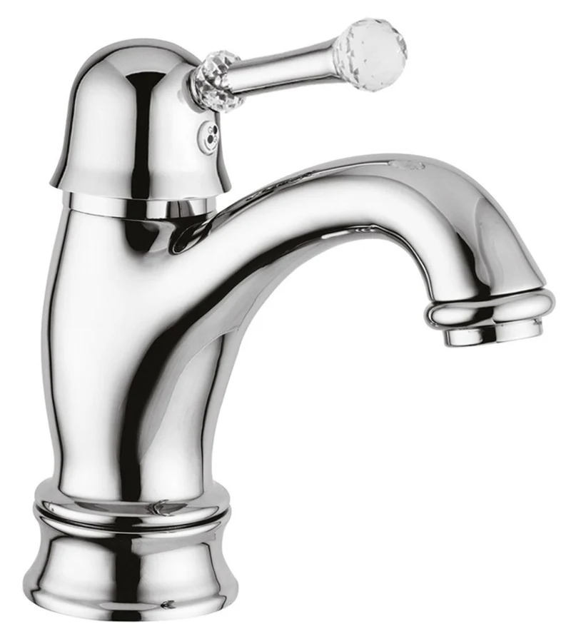 Casa Padrino Luxus Waschtischarmatur mit Swarovski Kristallglas Silber 16,5 cm - Einhand Waschtischbatterie