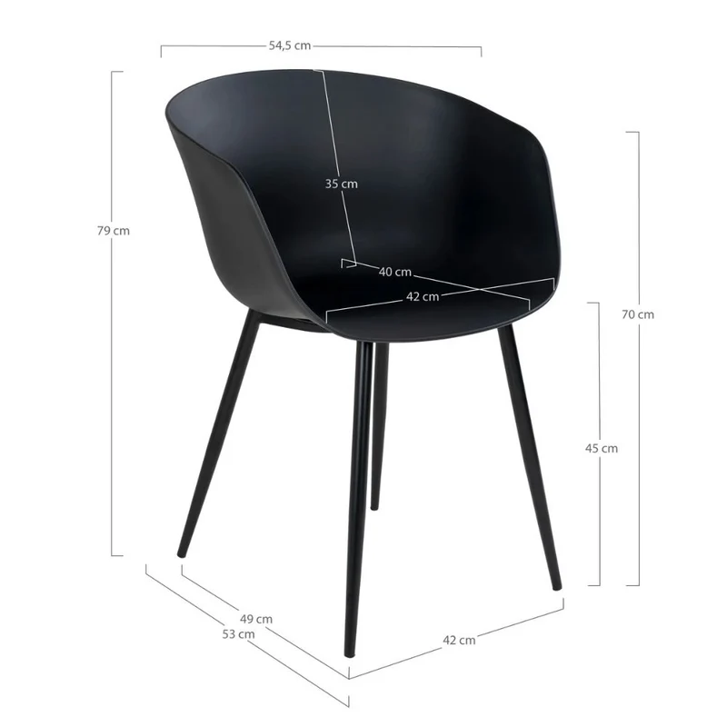 2er Set Design Stuhl DAVOS schwarz Schalensitz Indoor Outdoor