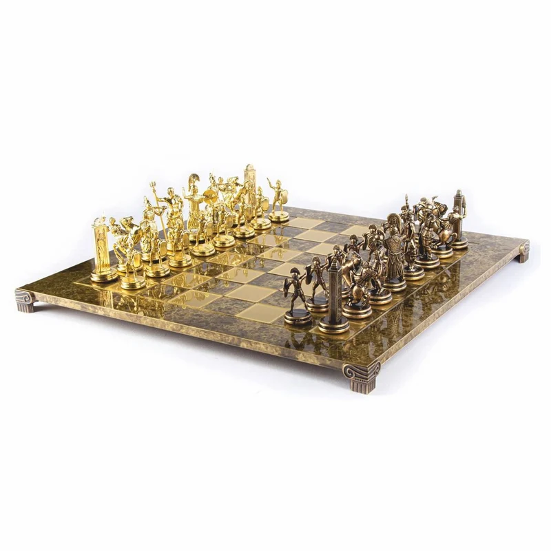 Casa Padrino Luxus Schach Set Gold / Braun / Bronze 54 x 54 cm - Griechisches Schachspiel