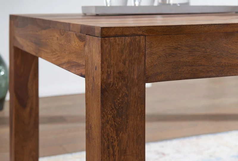 Esstisch MUMBAI 120cm Sheesham Massivholz Landhausstil dunkelbraun
