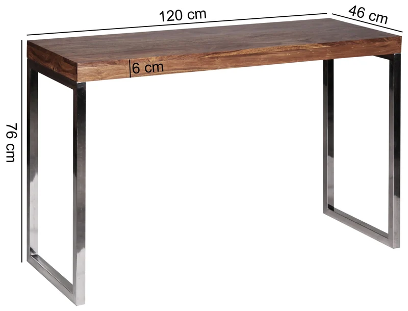 Konsolentisch GUNA 120x45cm Sheesham Metallbeine Landhaus-Stil Natur