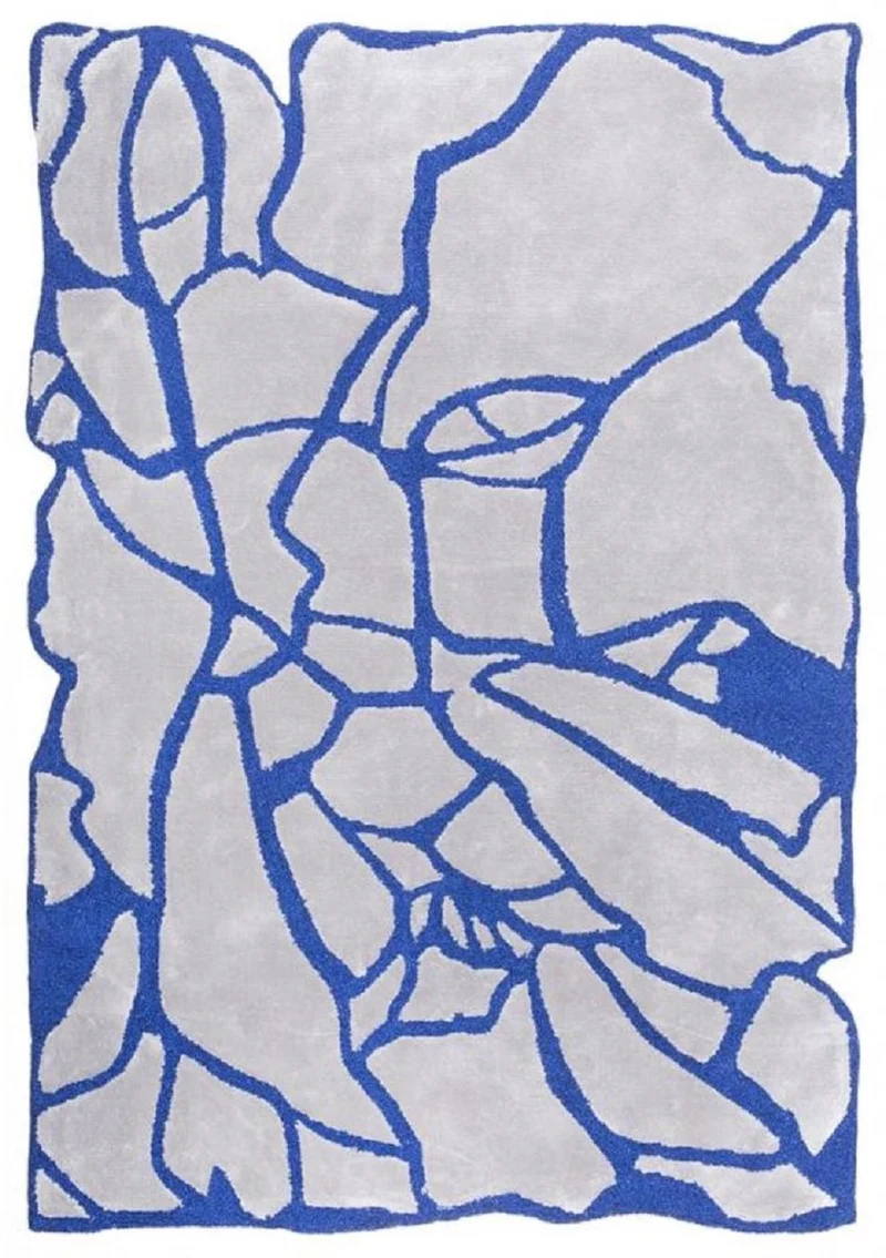 Casa Padrino Luxus Teppich Grau / Blau 160 x 230 cm - Rechteckiger Wohnzimmer Teppich - Moderner Schlafzimmer Teppich - Luxus Interior - Luxus Qualität