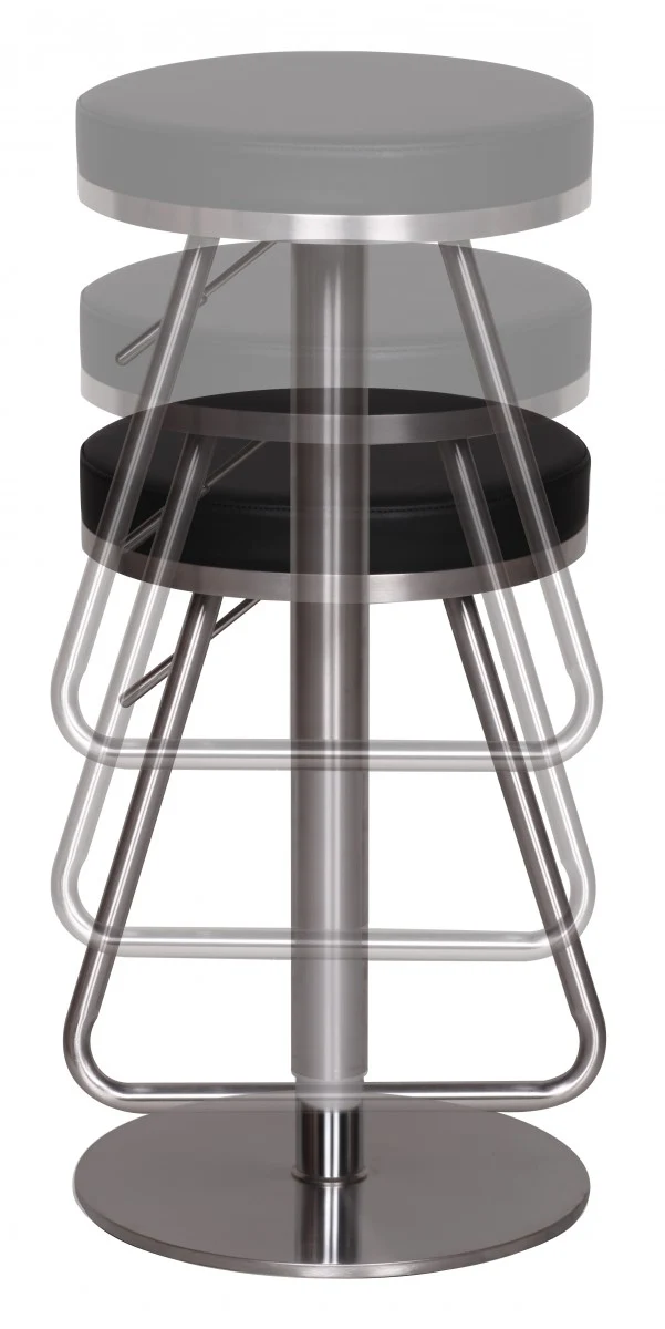 Barhocker WL1.291 Schwarz Edelstahl höhenverstellbar 54-79cm Drehbar