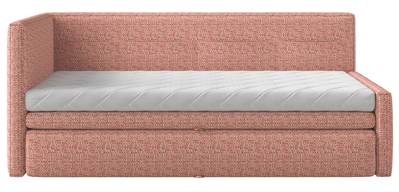 Jugendbett 90x200 cm Nesmi linksseitig mit Stauraum rosa Flechtmuster