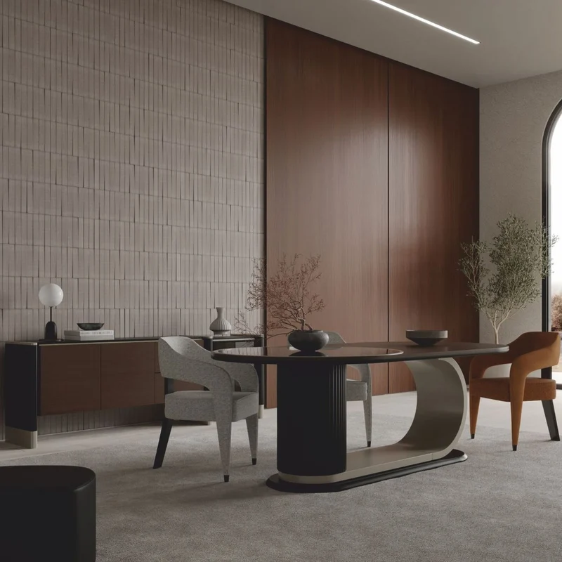 Casa Padrino Luxus Esszimmer Set Braun / Grau - 1 Esstisch und 6 Stühle - Hotel & Esszimmer Möbel