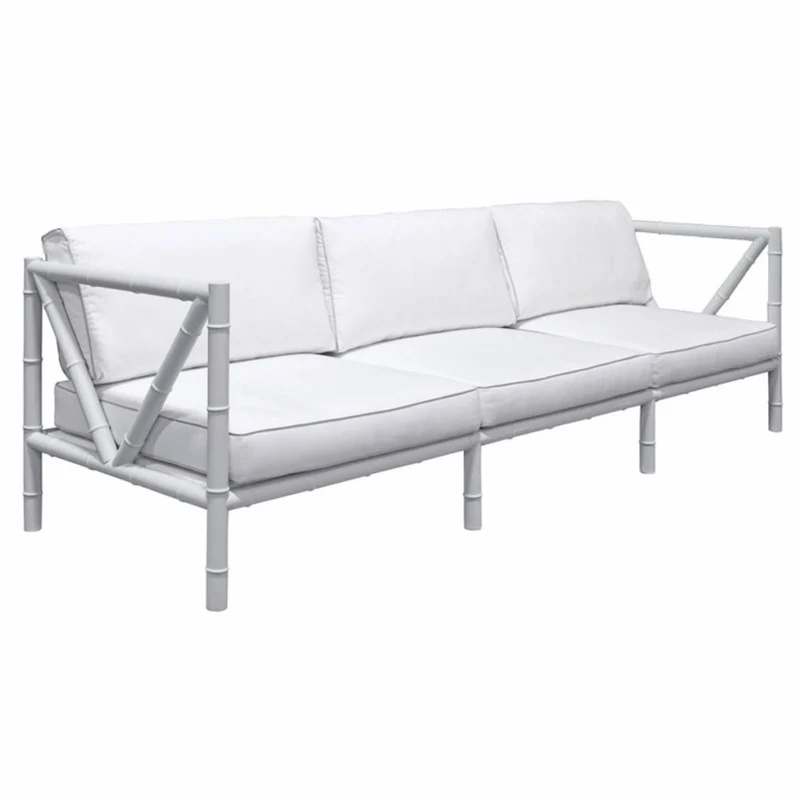 Casa Padrino Luxus Schmiedeeisen Sofa Grau / Weiß 280 cm - Hotel & Garten Sofa