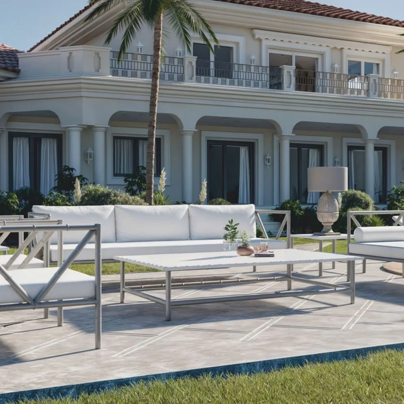 Casa Padrino Luxus Schmiedeeisen Sofa Grau / Weiß 280 cm - Hotel & Garten Sofa