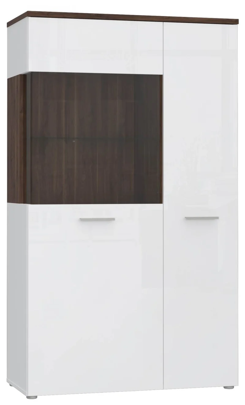 Highboard Vitrine RAIDON Optik: Weiß Walnuss Front Highgloss von Forte