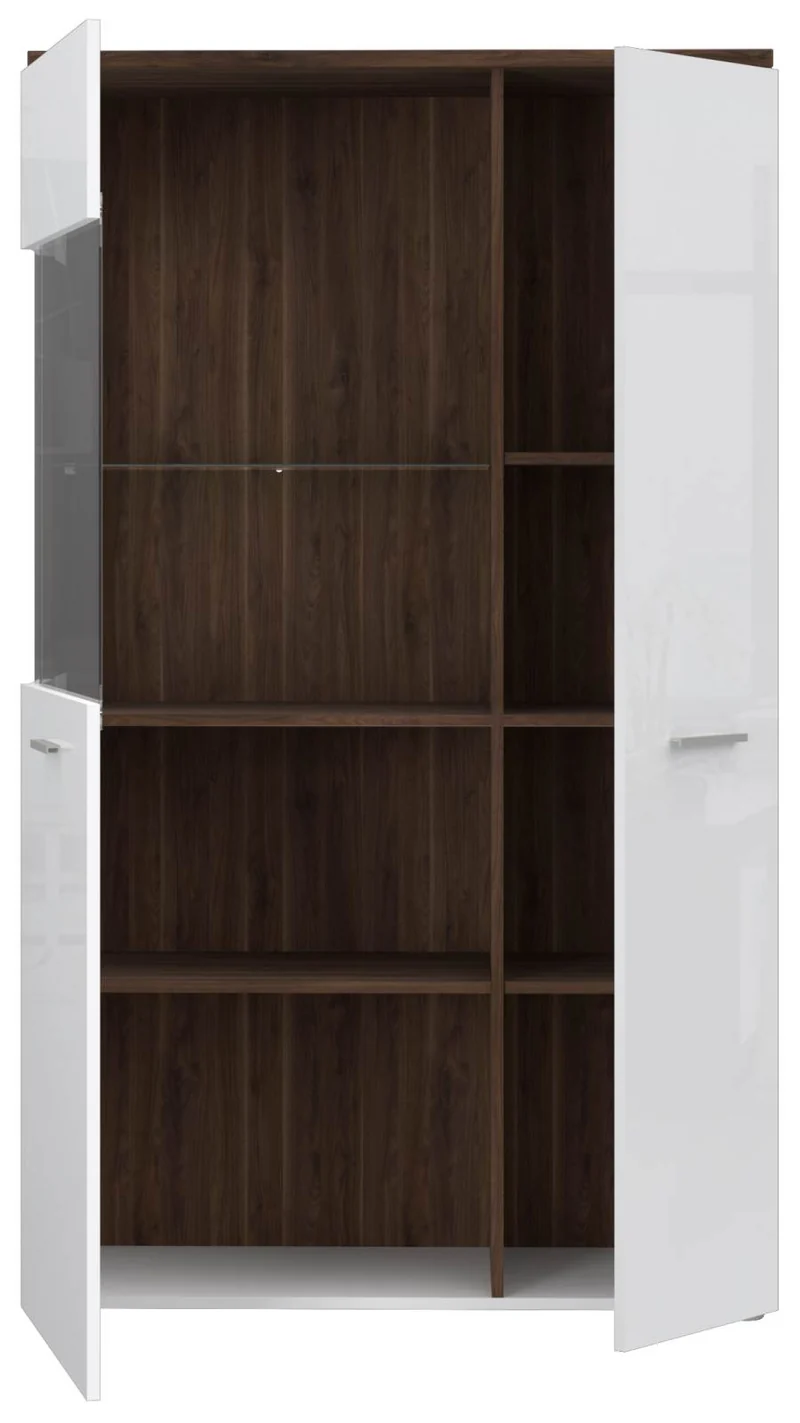 Highboard Vitrine RAIDON Optik: Weiß Walnuss Front Highgloss von Forte