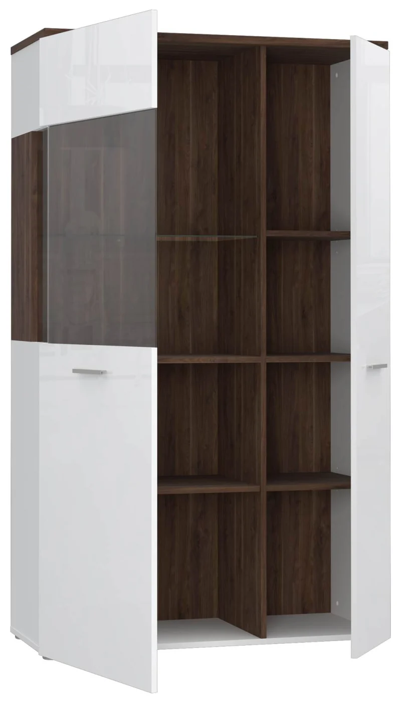 Highboard Vitrine RAIDON Optik: Weiß Walnuss Front Highgloss von Forte