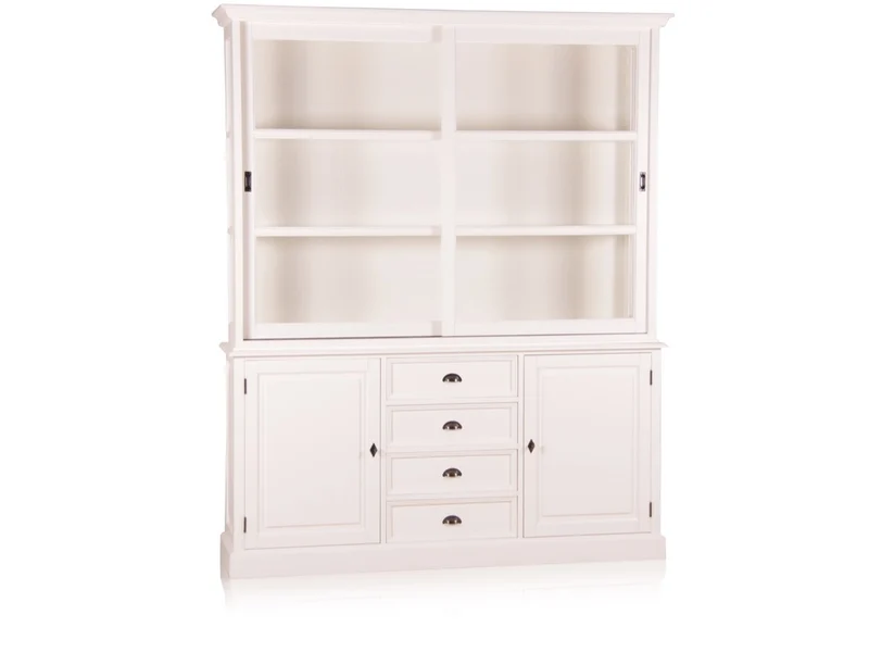 Casa Padrino Landhausstil Wandschrank Antik Weiß mit 2 Türen und 4 Schubladen 185 x 43 x H. 225 cm - Landhausstil Möbel