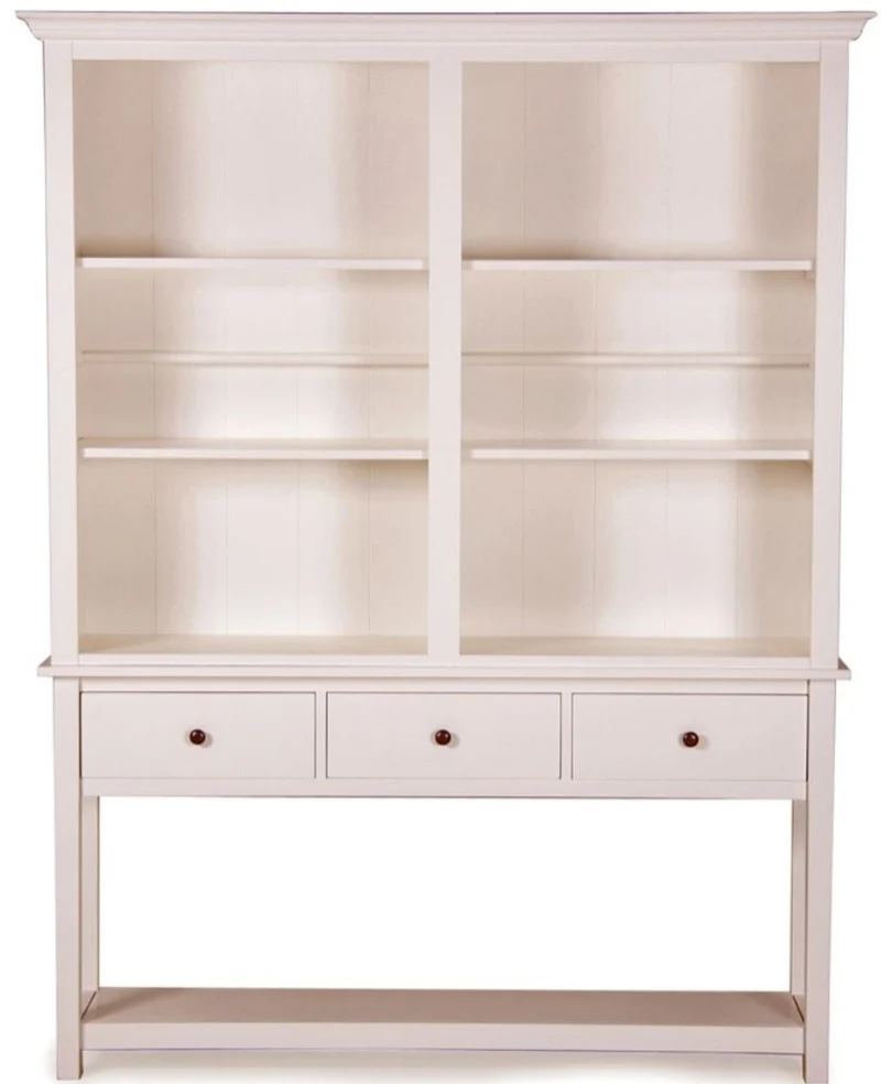 Casa Padrino Landhausstil Offener Schrank Antik Weiss mit drei Schubladen 158 x 40 x H. 220 cm - Wohnzimmerschrank im Landhausstil