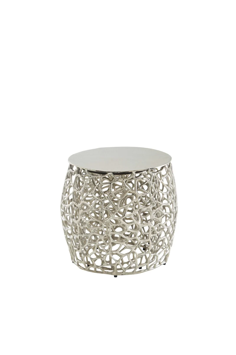Beistelltisch 2er Set Aluminium Silber Rund Modern Wohnzimmer