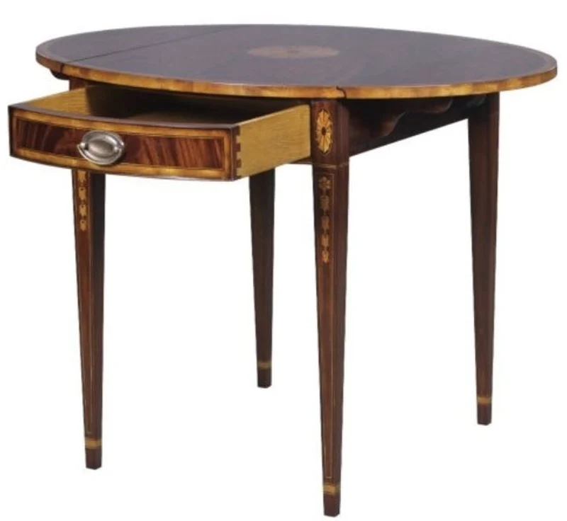 Casa Padrino Luxus Mahagoni Beistelltisch mit Schublade Braun 96 x 77 x H. 73 cm - Wohnzimmermöbel