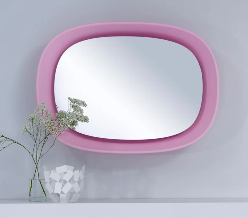 Casa Padrino Luxus Designer Spiegel Rosa 70 x H. 97 cm - Designer Wandspiegel mit Licht