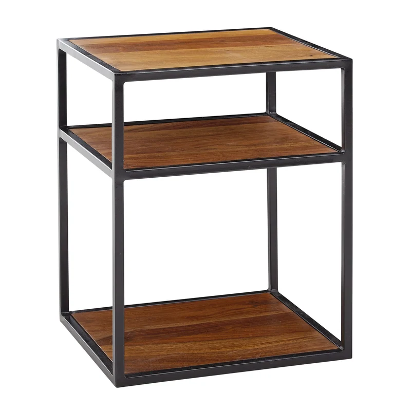Nachttisch Sheesham Massivholz Metall 40x50x35cm Industrial Stauraum