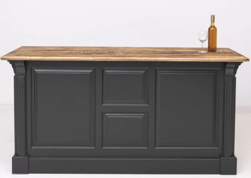 Casa Padrino Landhausstil Bar Theke Schwarz / Braun 191 x 68 x H. 95 cm - Massivholz Thekentisch - Bartisch - Massivholz Bar Möbel im Landhausstil