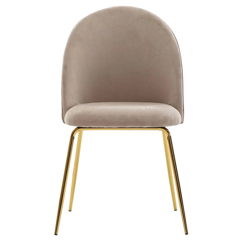 Esszimmerstuhl 2er Set Samt Beige Goldene Beine Skandinavisch