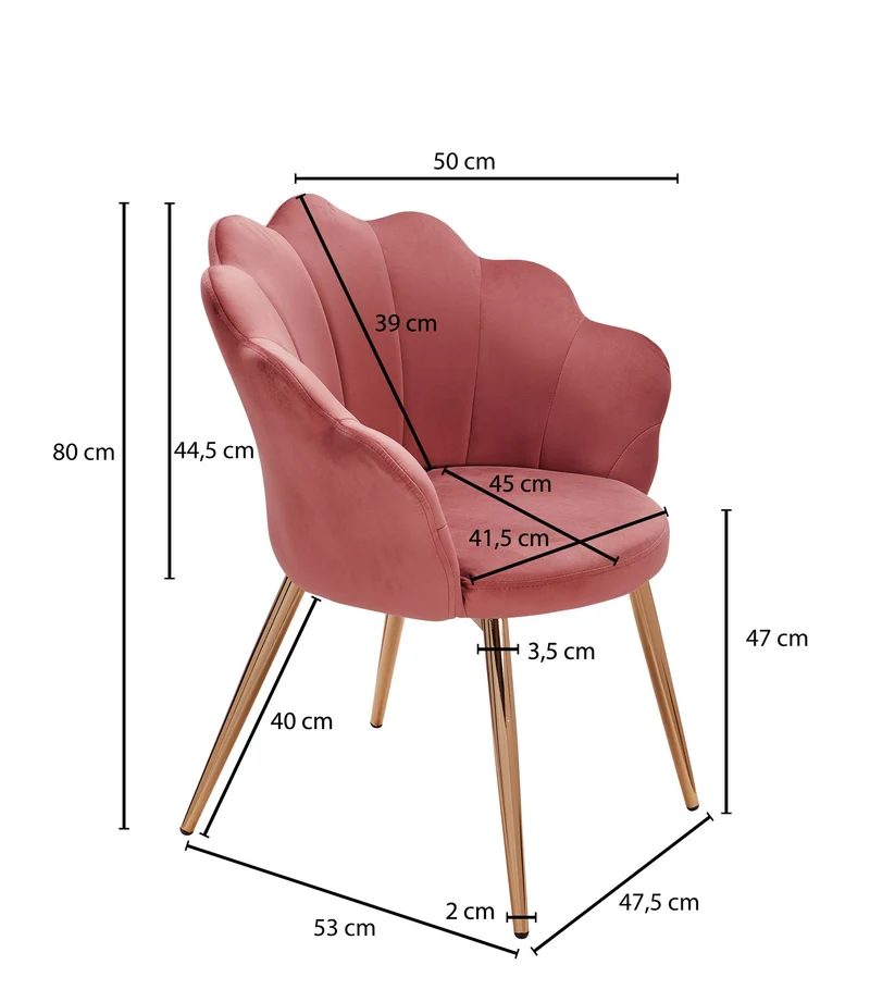 Esszimmerstuhl Tulpe Samt Rosa Goldbeine Skandinavisches Design