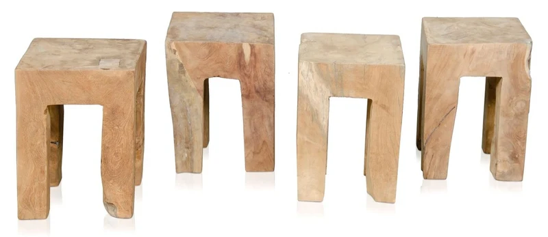 Casa Padrino Wohnzimmer Beistelltisch Naturfarben 31 x 31 x H. 40 cm - Luxus Kollektion