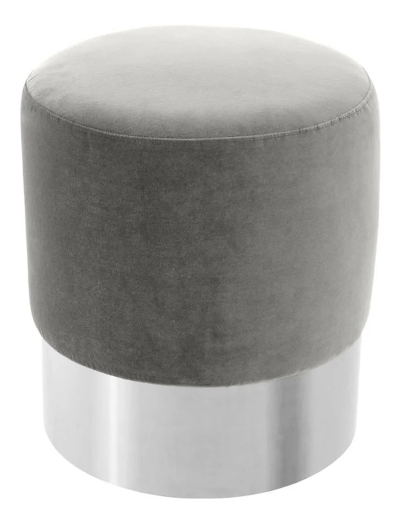 Casa Padrino Luxus Hocker Grau / Silber Ø 40 x H. 45 cm - Hotel Möbel