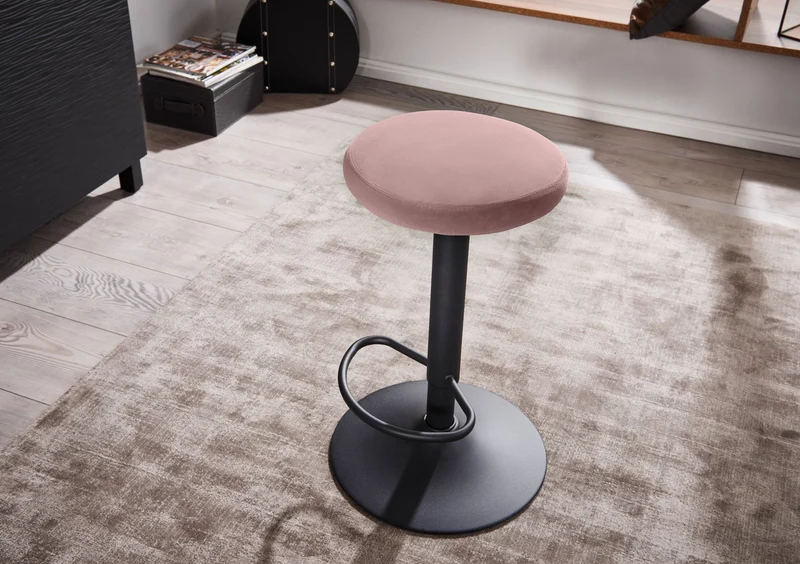 Barhocker Samt Rosa drehbar 58-79cm Metallgestell 100kg Belastung