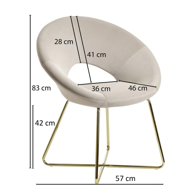Esszimmerstuhl Samt Beige Polsterstuhl goldene Beine Design Metall