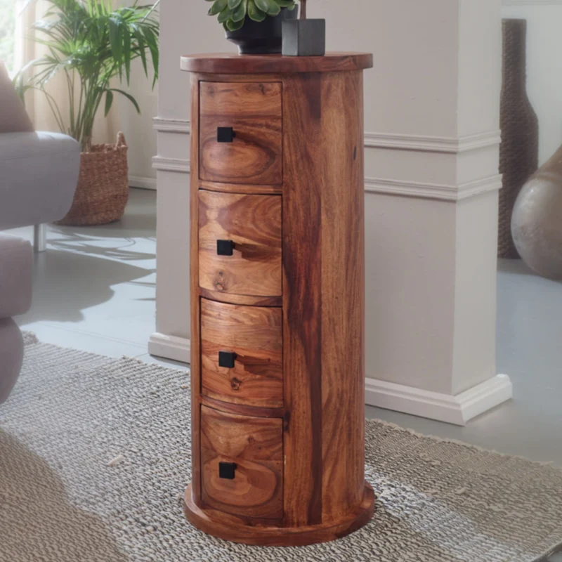 Sideboard Sheesham Massivholz 35x85x35cm 4 Schubladen Beistellschrank