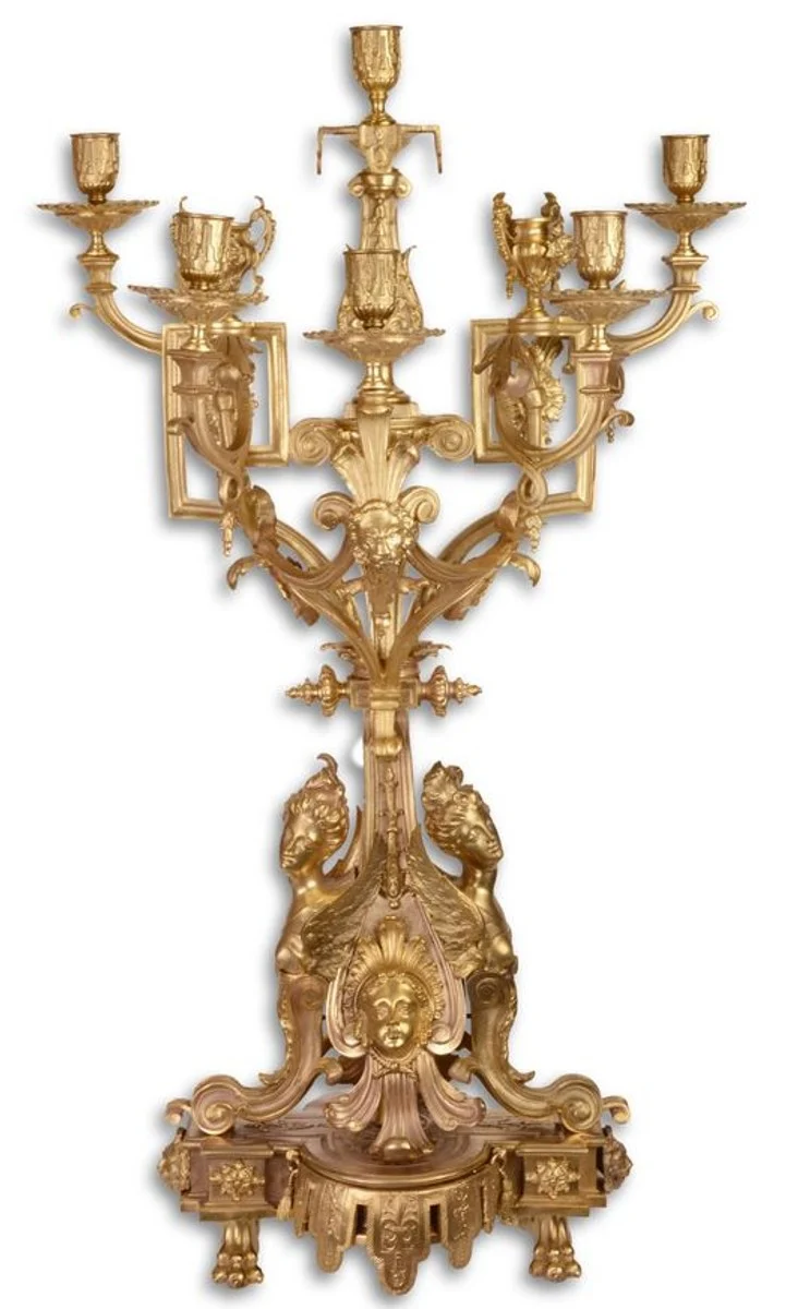 Casa Padrino Barockstil Kerzenständer / Kerzenhalter Gold 45 x 34 x H. 75 cm - Edel & Prunkvoll