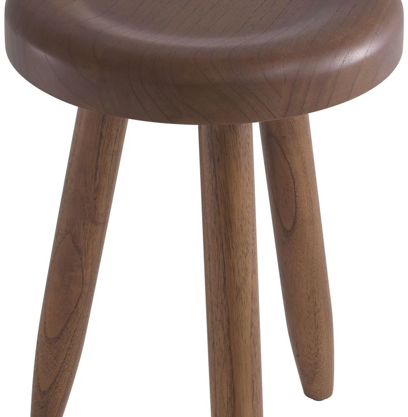 Casa Padrino Luxus Sitzhocker Braun Ø 31 x H. 45 cm - Massivholz Hocker - Runder Mindi Holz Sitzhocker - Luxus Möbel