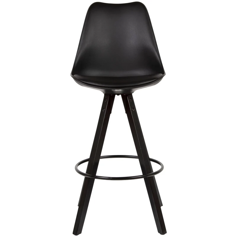 Barhocker Set 2er Schwarz Kunstleder Massivholz Skandinavisch 77cm