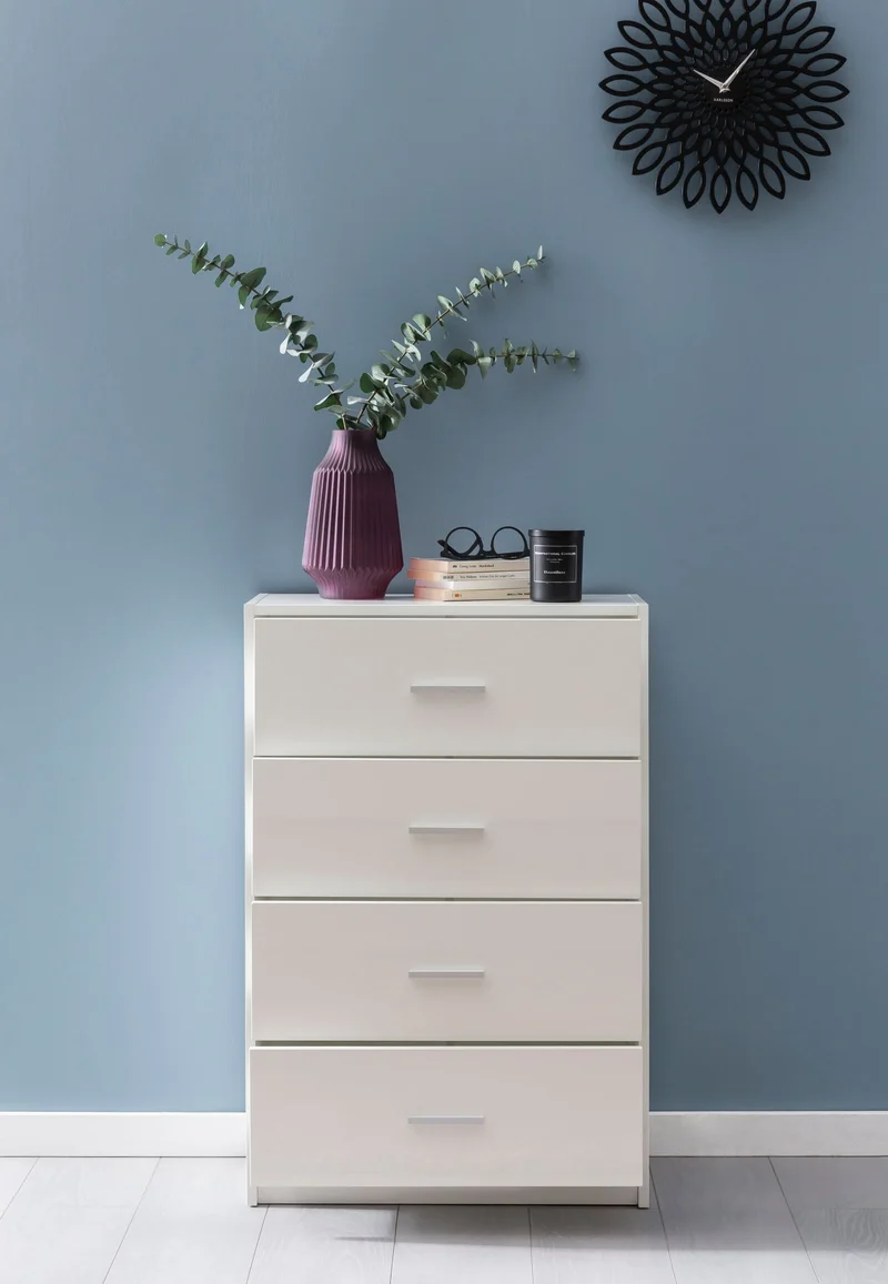 Sideboard WL5.864 Weiß Hochglanz 60x90x30cm Holz Modern Esszimmer