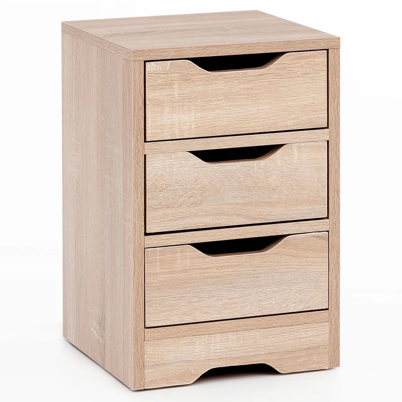 Nachtkonsole WL5.705 Sonoma 3 Schubladen Modern Schlafzimmer 31x49x31cm