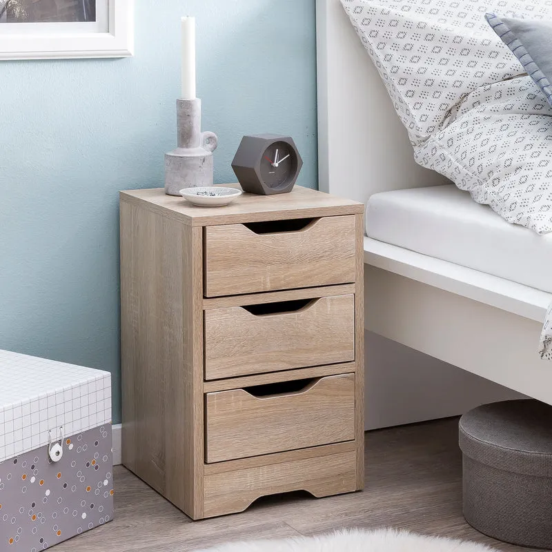 Nachtkonsole WL5.705 Sonoma 3 Schubladen Modern Schlafzimmer 31x49x31cm