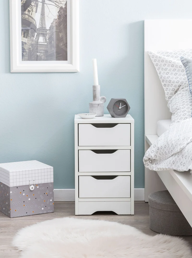 Nachtkonsole WL5.704 Weiß Matt 3 Schubladen Modern Schlafzimmer